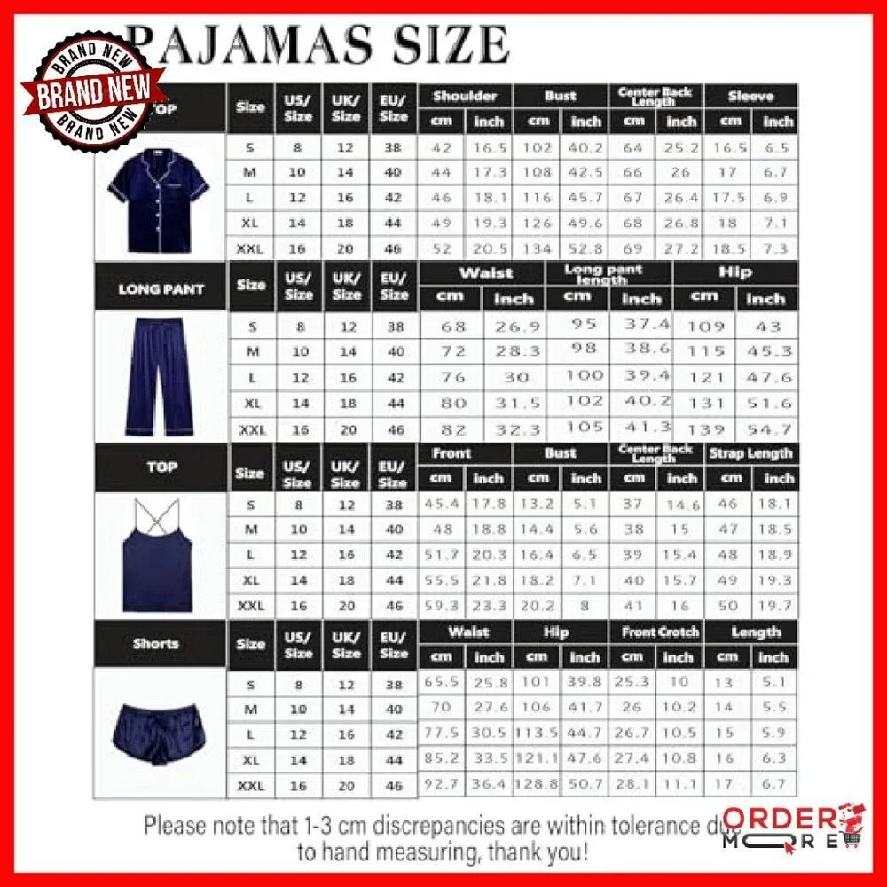 Silk Satin Pajama Set 5-Piece Women's Sleepwear Loungewear